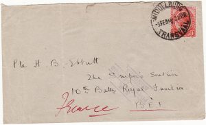 SOUTH AFRICA-FRANCE [EAST AFRICA WW1-MISSENT]
