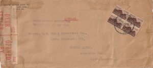 1943  SOUTH AFRICA -  ARGENTINA …WW2 CENSORED AIRMAIL . …