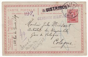 1919 BELGIUM - GERMANY..1919 to WAGONS LITS & FORWARDED to FRENCH MISSION..