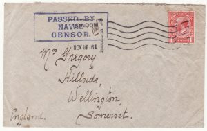 1916  GREAT BRITAIN…WW1 NAVAL MAIL  CAPE & WEST AFRICA STATION ..