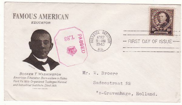 1940..USA - NETHERLANDS …FAMOUS AMERICAN on CENSORED FIRST DAY ISSUE...