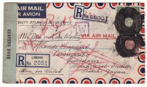 1944..GB - NED. WEST INDIES..WW2 REGISTERED AIRMAIL from FREE DUTCH UNDERCOVER ADDRESS…
