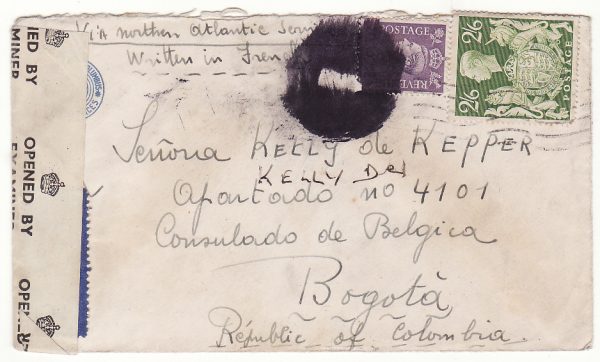 1943 GB - COLOMBIA..WW2 FREE BELGIAN FORCES to BELGIAN CONSULATE in BOGOTA..