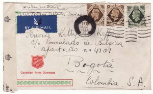 1944 GB - COLOMBIA..WW2 FREE BELGIAN FORCES to BELGIAN CONSULATE in BOGOTA..