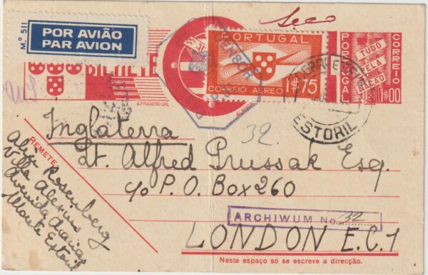 1940  PORTUGAL - GB …WW2 AIRMAIL to FREE POLISH FORCES. ...
