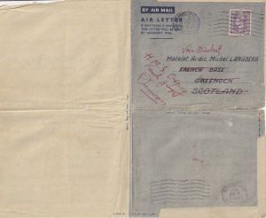 1944       GB…WW2 FREE FRENCH NAVAL FORCES UNDERCOVER MAIL..