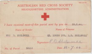1944  GERMANY - AUSTRALIA…WW2 AUST. RED CROSS PARCEL CARD..