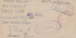 1943   UGANDA - ITALY..WW2 CENSORED EVACUEES  AIRMAIL..