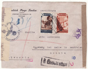 1943  SPANISH MOROCCO - GERMANY…WW2 REGISTERED & DOUBLED CENSORED .....