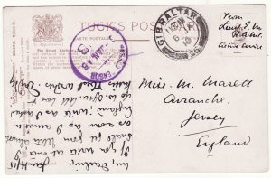 1916..MALTA - GIBRALTAR - GB…WW1 GIBRALTAR CENSOR on MALTA CARD..