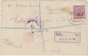 1917   PALESTINE - EGYPT..WW1 REGISTERED CENSORED INDIAN FORCES..