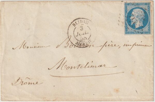 1858   ALGERIA-FRANCE…..1858 from BLIDAH…