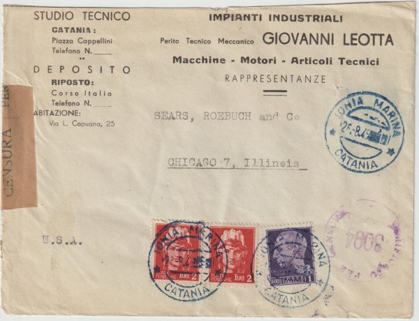1945  ITALY - USA…IONIA MARINA CATANIA..
