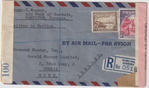 1941  BERMUDA - IRELAND…REGISTERED TRIPLE CENSORED AIRMAIL to EIRE..