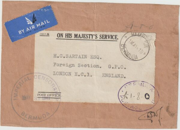 1941   BERMUDA - GB…O.H.M.S. with IMPERIAL CENSORSHIP..