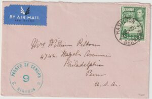 1939  BERMUDA - USA...WW2 PAIR  CENSORED COVERS with CM 21 NUMBER 9..
