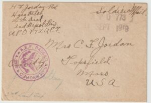 1918  FRANCE - USA…WW1 US FORCES  PROVISIONAL CENSOR..