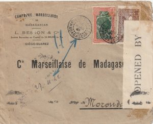 1941  MADAGASCAR..WW2 INTERNAL MAIL with Rare MAURITIUS CENSOR…