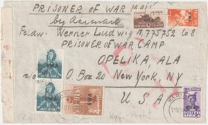 1945  SOUTH WEST AFRICA - USA…WW2 AIRMAIL to OPELIKA POW CAMP..