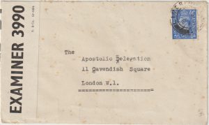 1943   GB..ISLE of MAN INTERNEE to APOSTOLIC DELEGATION…