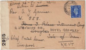 1940    GB..ISLE of MAN WW2 INTERNEE at PALACE CAMP RELEASED & RTS…