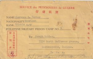 1943-44 PHILIPPINE Is - USA…POW / INTERNEE CARD (TYPE 3) CAMP 1 ..