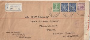 1941  AUSTRALIA - USA…REGISTERED CENSORED & APPLIC to SEND STAMPS OVERSEAS...