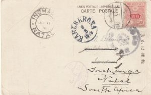 1919  JAPAN - SWEDEN - SOUTH AFRICA..FORWARDED to INCHANGA