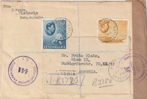 1948  SEYCHELLES - AUSTRIA…REGISTERED & ALLIED OCCUPATION CENSOR..