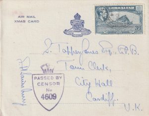 1944   GIBRALTAR - GB..AIR MAIL XMAS CARD..