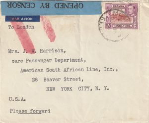 1940  EAST AFRICA. KENYA - USA …WW2 CENSORED AIRMAIL with JUSQU'A…
