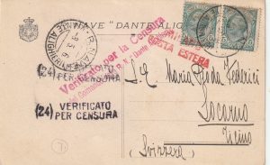 1916   ITALY -SWITZERLAND…ITALIAN NAVAL CARD