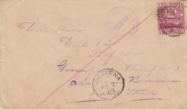 1901  SOUTH AFRICA - ST. HELENA..BOER WAR..PRISON SHIP " BAVARIAN"..