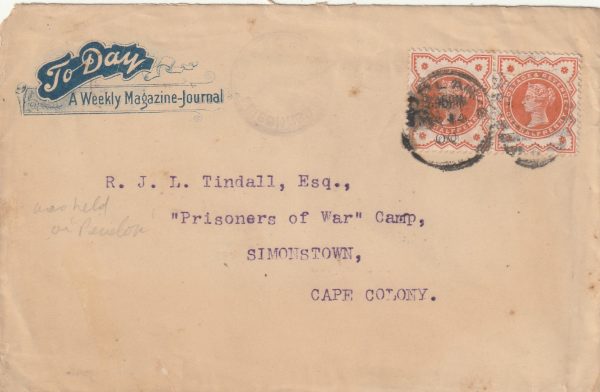 1900   G.B - SOUTH AFRICA ..BOER WAR..PRISON SHIP "PENELOPE"..R.J.L. TINDALL..