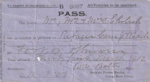 1902  SOUTH AFRICA …BURGHER/REFUGEE CAMP TRAVEL PASS..
