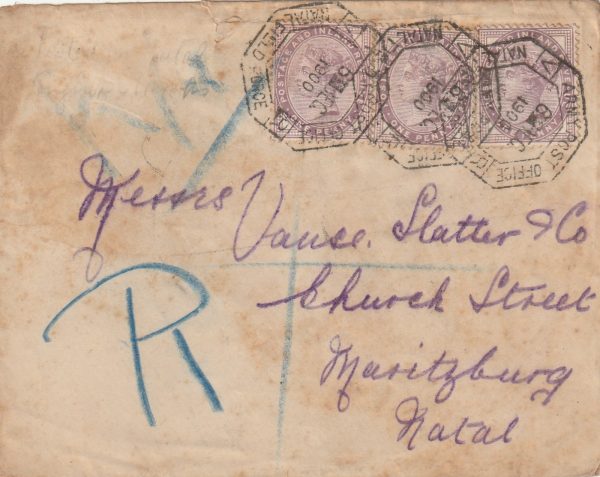 1900  SOUTH AFRICA BOER WAR REGISTERED MAIL...TRANSVAAL - NATAL..