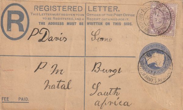 1901  SOUTH AFRICA BOER WAR REGISTERED MAIL...TRANSVAAL - NATAL..