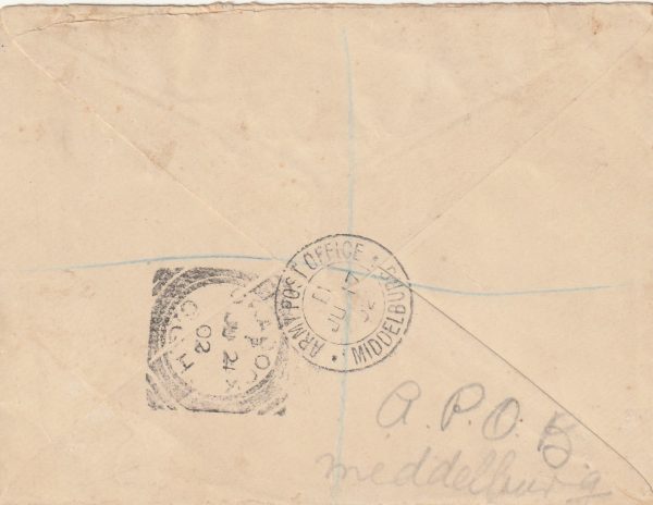 1902  SOUTH AFRICA - GB..BOER WAR REGISTERED MAIL…TRANSVAAL…A.P.O. MIDDELBURG.. [22151] - Image 2