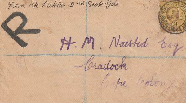 1901 SOUTH AFRICA - GB..BOER WAR REGISTERED MAIL…O.R.C.…HARRISMITH -CRADOCK via TPO..