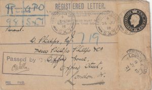 1918  GREECE - GB…WW1 REGISTERED & CENSORED..