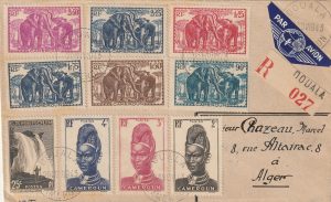 1943  CAMEROUN - ALGERIA ..WW2 REGISTERED CENSORED AIRMAIL..