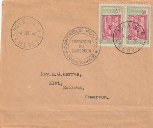 1940  CAMEROUN..WW2 INTERNAL CENSORED from YOKADOUMA..