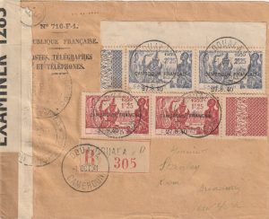 1941 CAMEROUN - USA..WW2 OFFICIAL DOUBLE CENSORED REGISTERED…