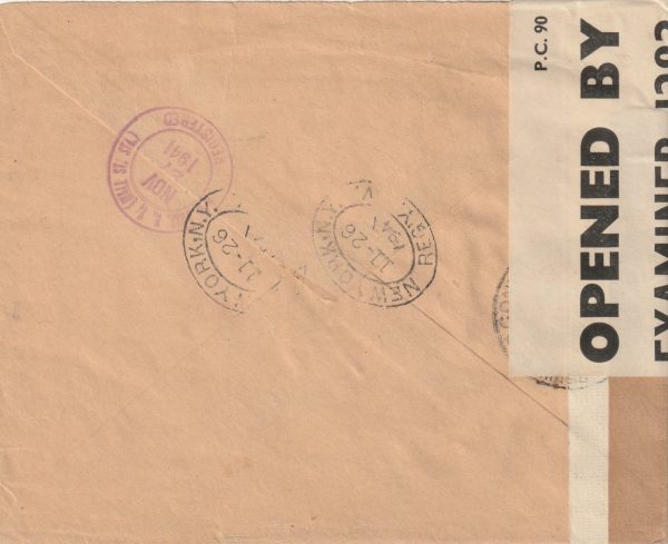 1941 CAMEROUN - USA..WW2 OFFICIAL DOUBLE CENSORED REGISTERED… [22220] - Image 2