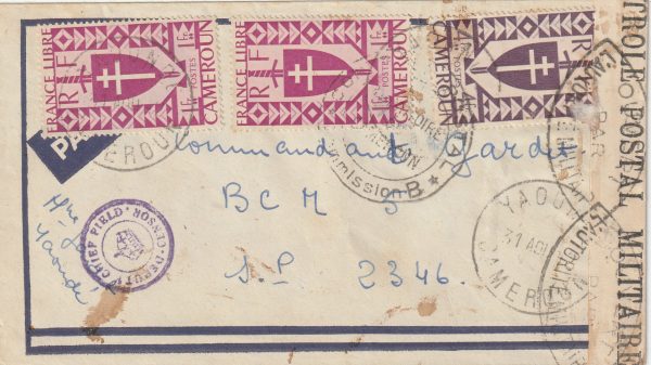 1942  CAMEROUN -EGYPT...WW2 FRENCH FORCES in EGYPT CENSORED MAIL ..