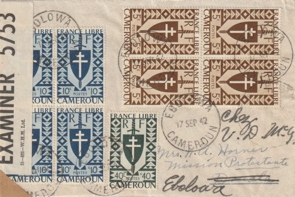 1942  CAMEROUN - PROTESTANT MISSION DOUALA & RETURNED TO SENDER..