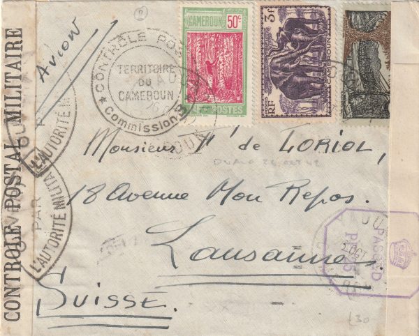 1942  CAMEROUN-SWITZERLAND..DOUBLE CENSORED at 8f50 RATE..