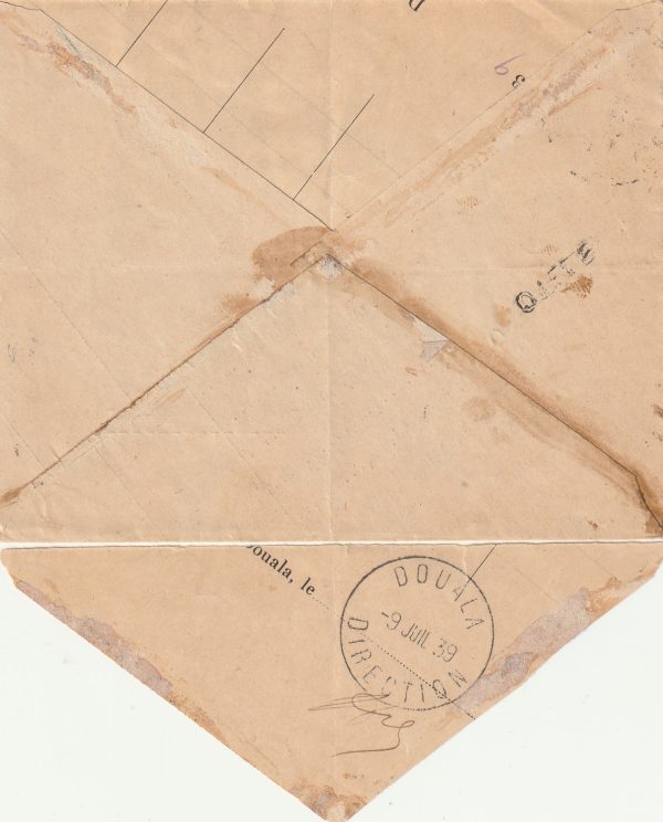 1944  CAMEROUN..WW2 PAPER ECONOMY USING OLD P.O. REPORT as PROVISIONAL ENVELOPE.. [22234] - Image 2