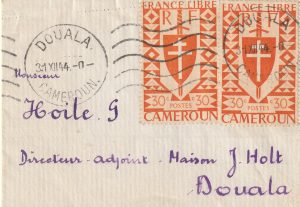 1944  CAMEROUN..1944 NEW YEAR GREETING CARD at 60c RATE for 5 WORDS ONLY…