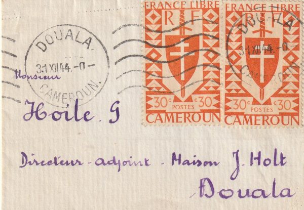 1944  CAMEROUN..1944 NEW YEAR GREETING CARD at 60c RATE for 5 WORDS ONLY…